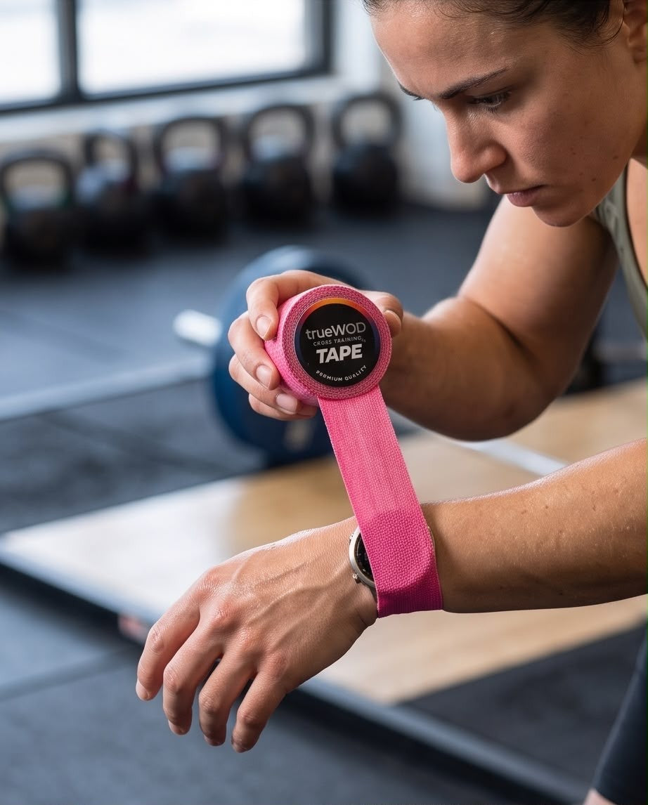 trueWOD Tape Crossfit Adhesivo Cinta Dedos Esparadrapo Deportivo Hook Grip | Caja de 12 Rollo