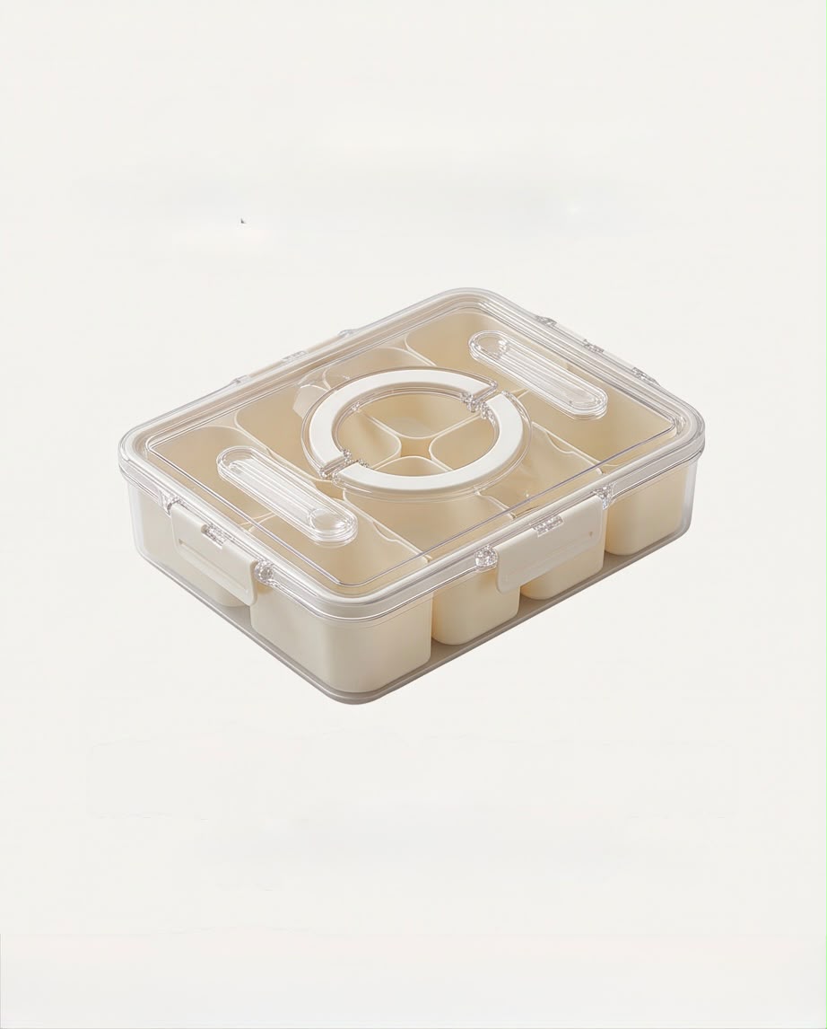 Bandeja portátil con organizador de mango de tapa para Picnic
