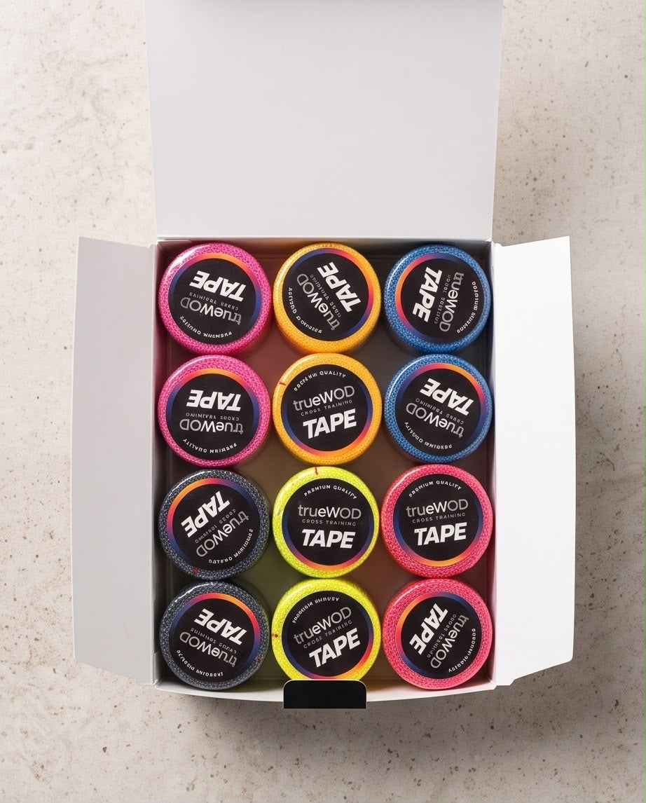 trueWOD Tape Crossfit Adhesivo Cinta Dedos Esparadrapo Deportivo Hook Grip | Caja de 12 Rollo