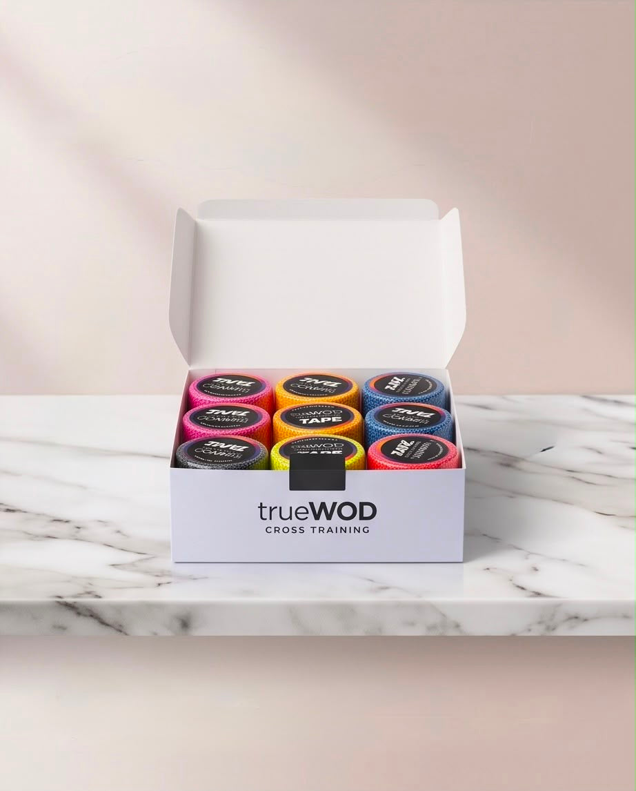 trueWOD Tape Crossfit Adhesivo Cinta Dedos Esparadrapo Deportivo Hook Grip | Caja de 12 Rollo